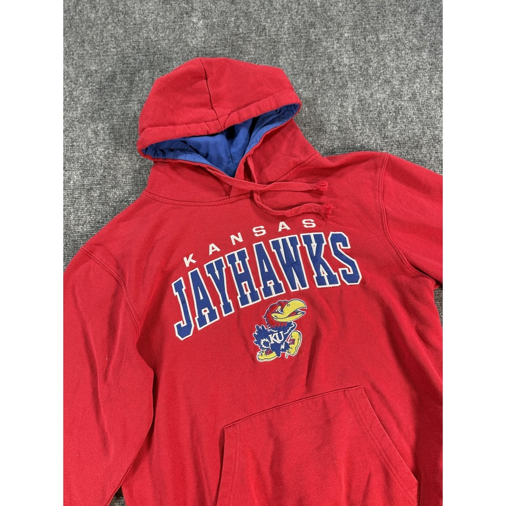 Kansas Jayhawks Hoodie Mens Medium Red Blue NCAA College Basketball Pullover